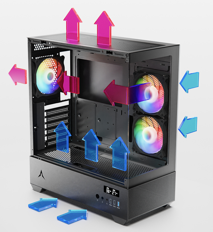 SPIRE Marine U30P RGB BLACK behuizing - PC gamer case - Tempered glass