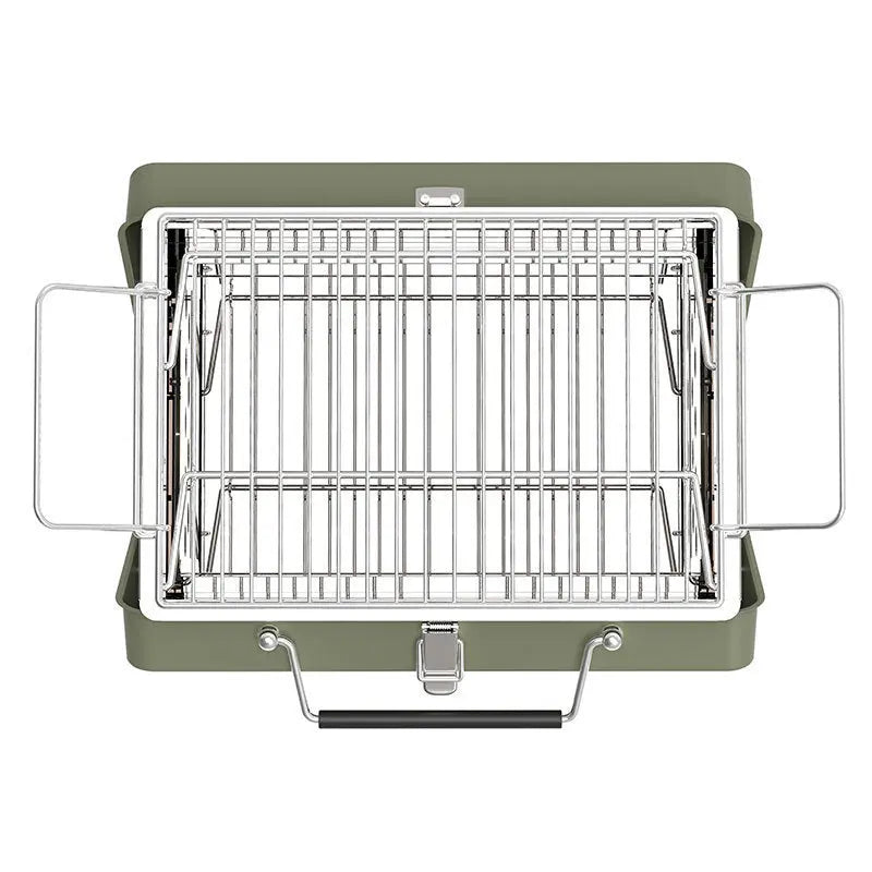 Compacte BBQ - mini barbecue koffer - groen - draagbaar - maat M - Coolgods.nl