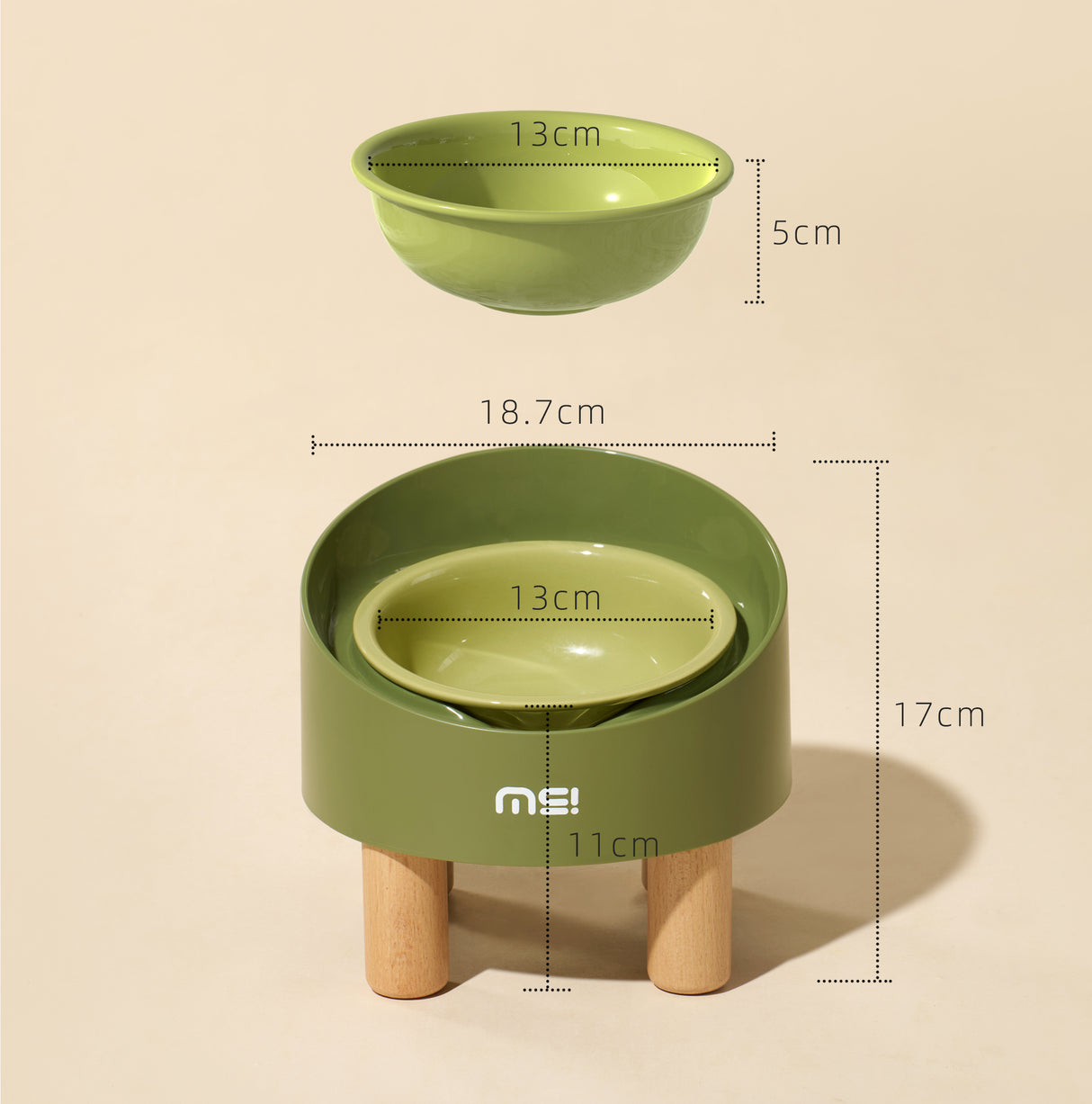 SpirePets MakeSure Keramische Voerbak - Katten voerbak in hoogte verstelbaar