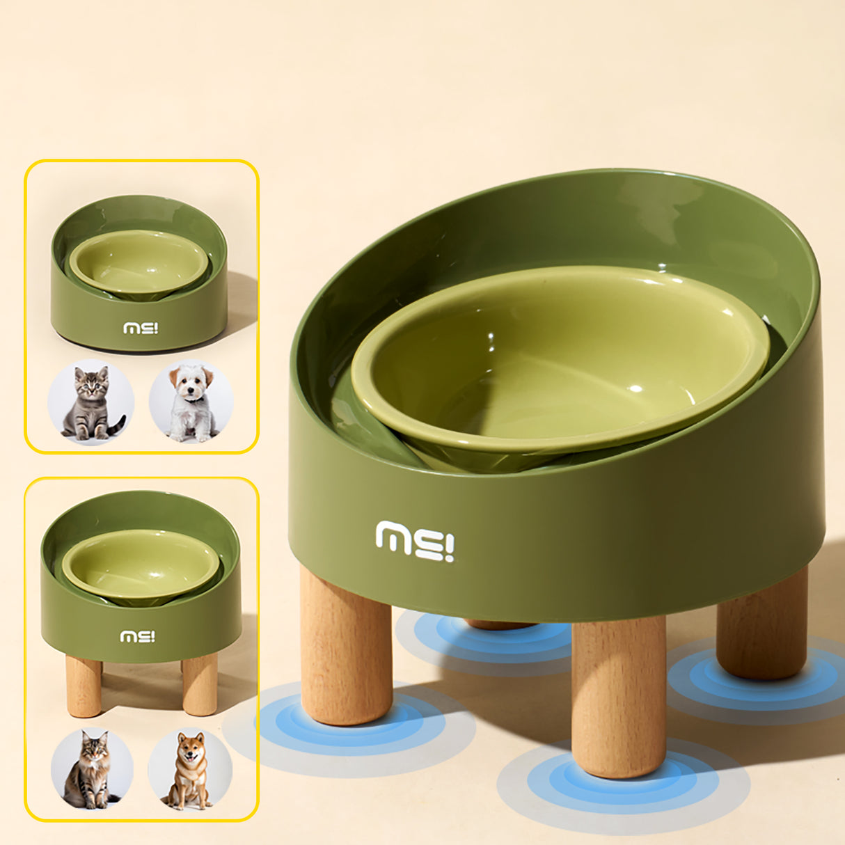 SpirePets MakeSure Keramische Voerbak - Katten voerbak in hoogte verstelbaar