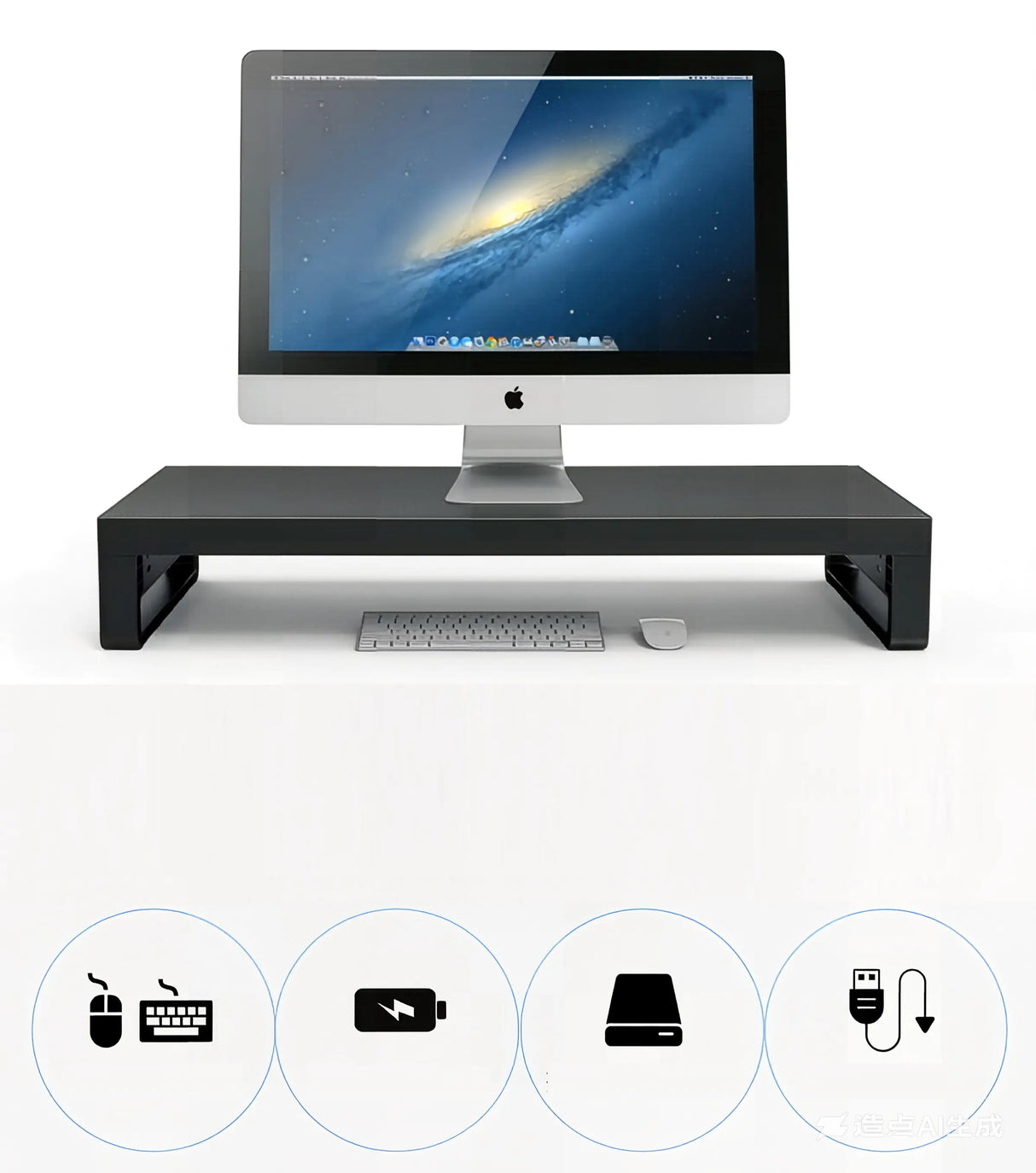 Multifunctional monitor stand | Aluminum | 4x USB3.0 hub | Improve your workplace | Laptop and computer