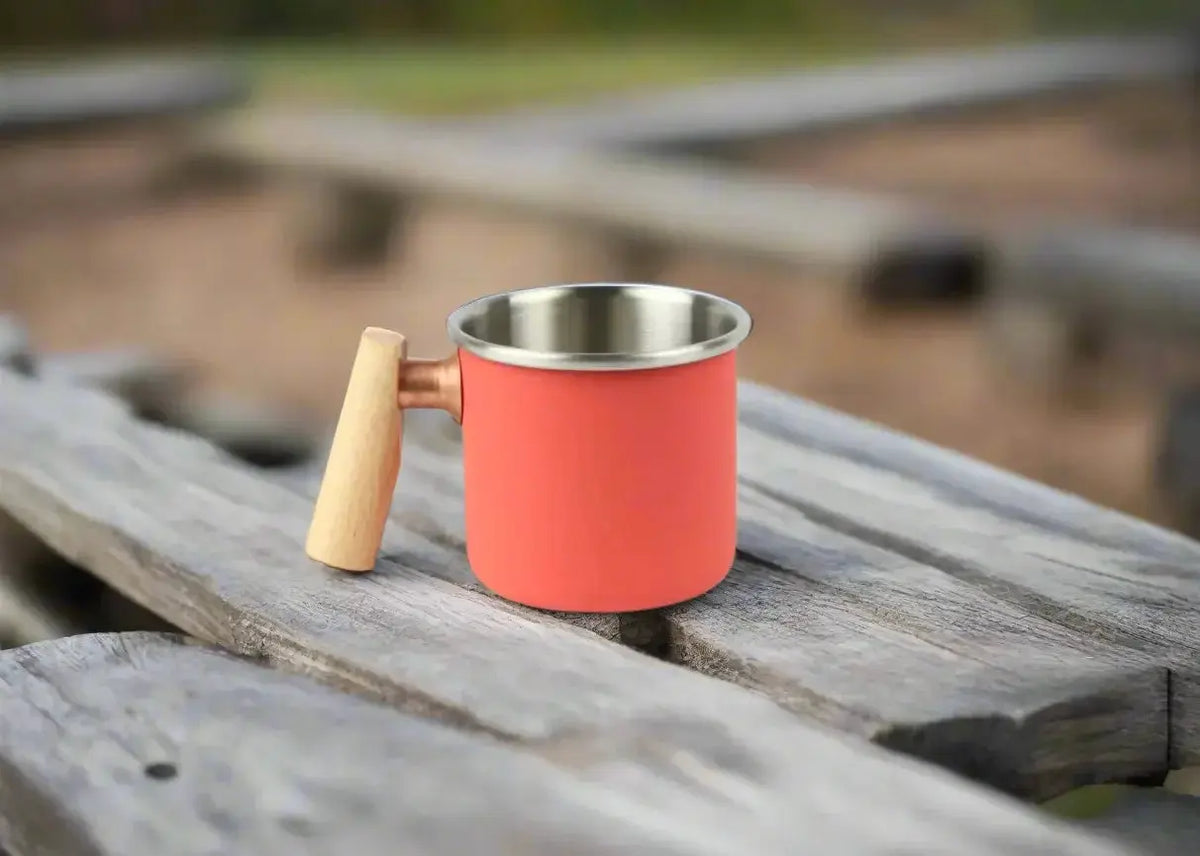 Emaille mok - camp mug drinkbeker - kalas serie - 400ml - kleur rood Truvii