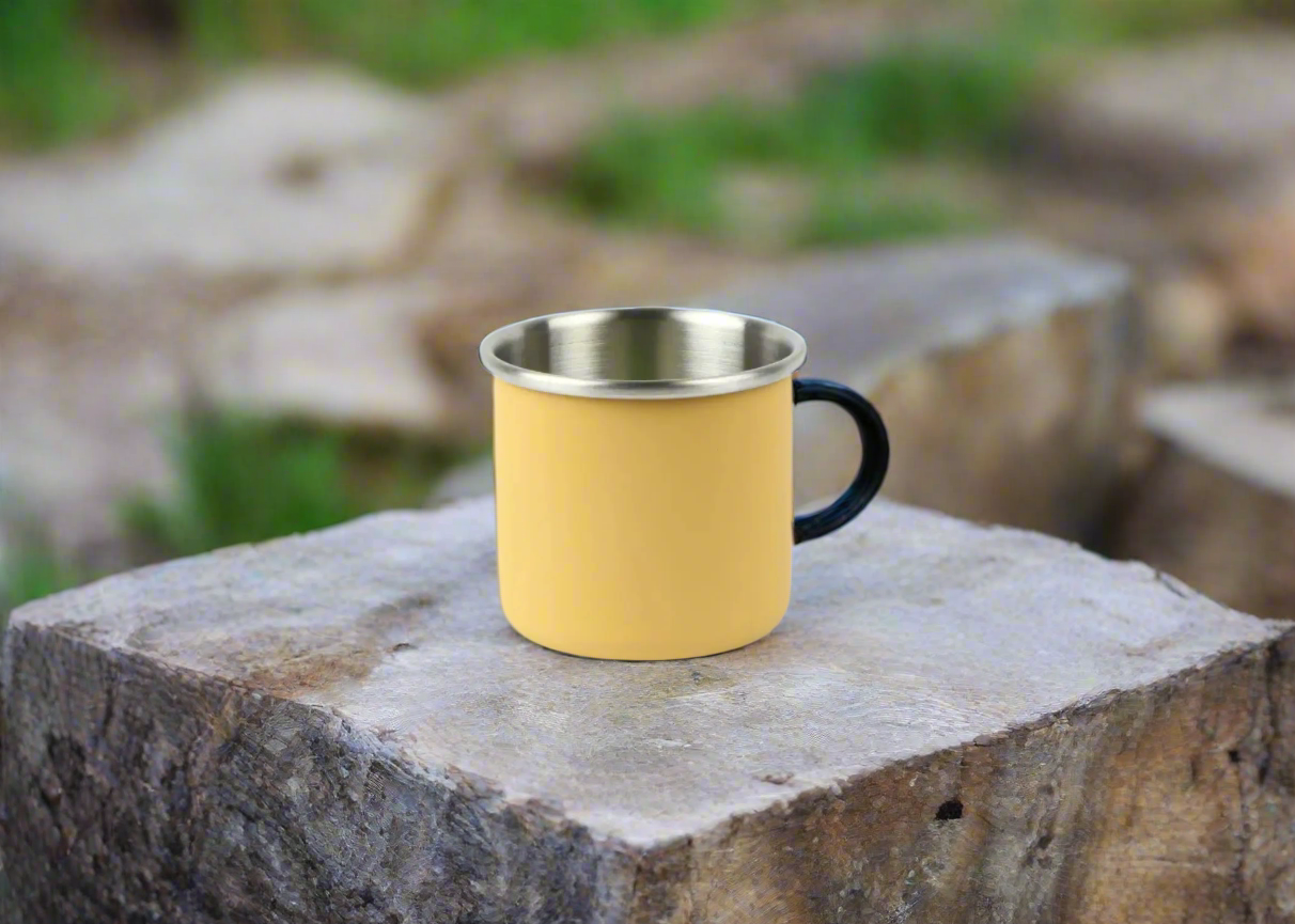 Kampeer mok - beker van roestvrij staal - kalas serie - 400ml - kleur geel