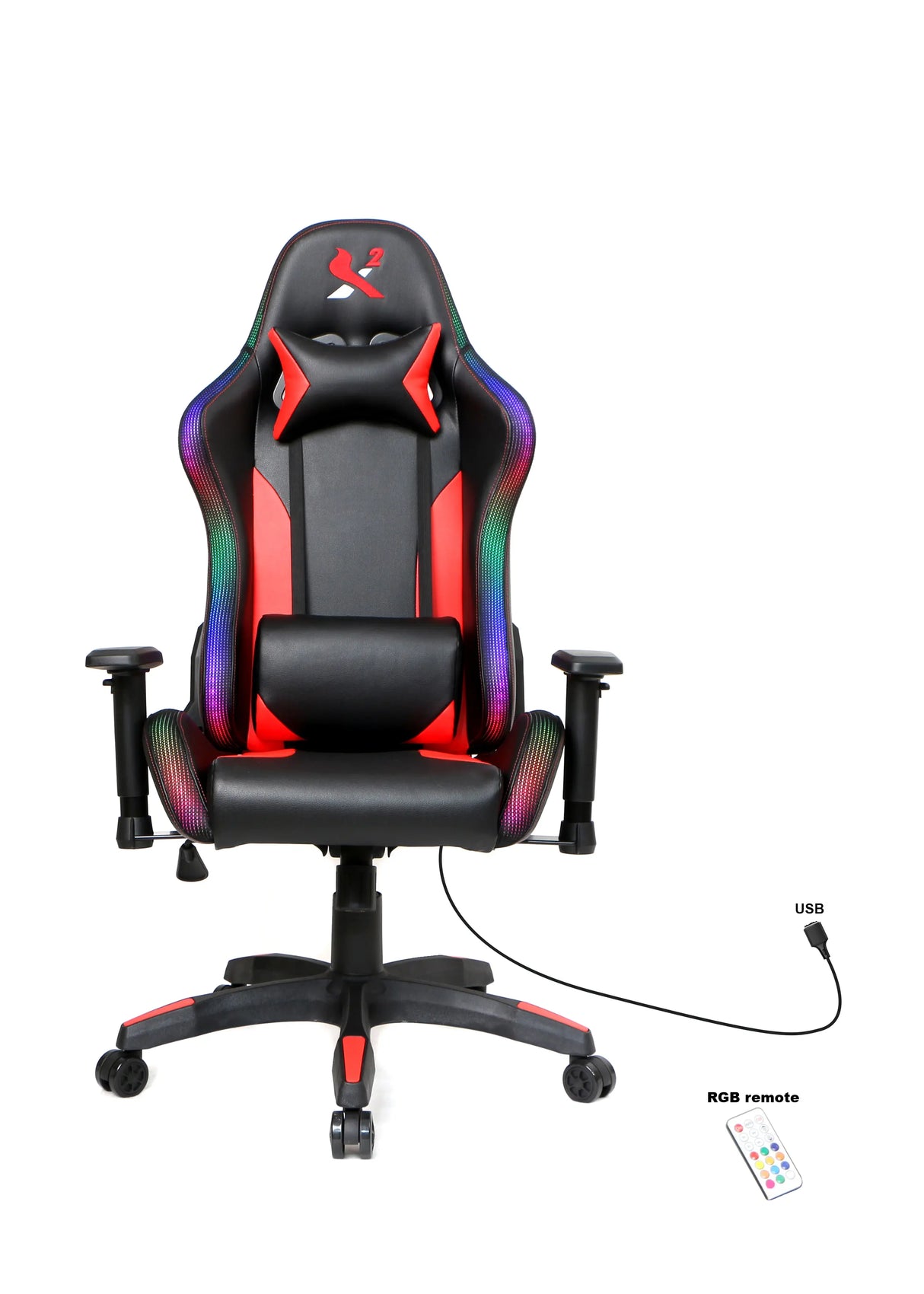 SPIRE X2 Gamestoel met lendensteun, nekkussen en RGB verlichting Spire