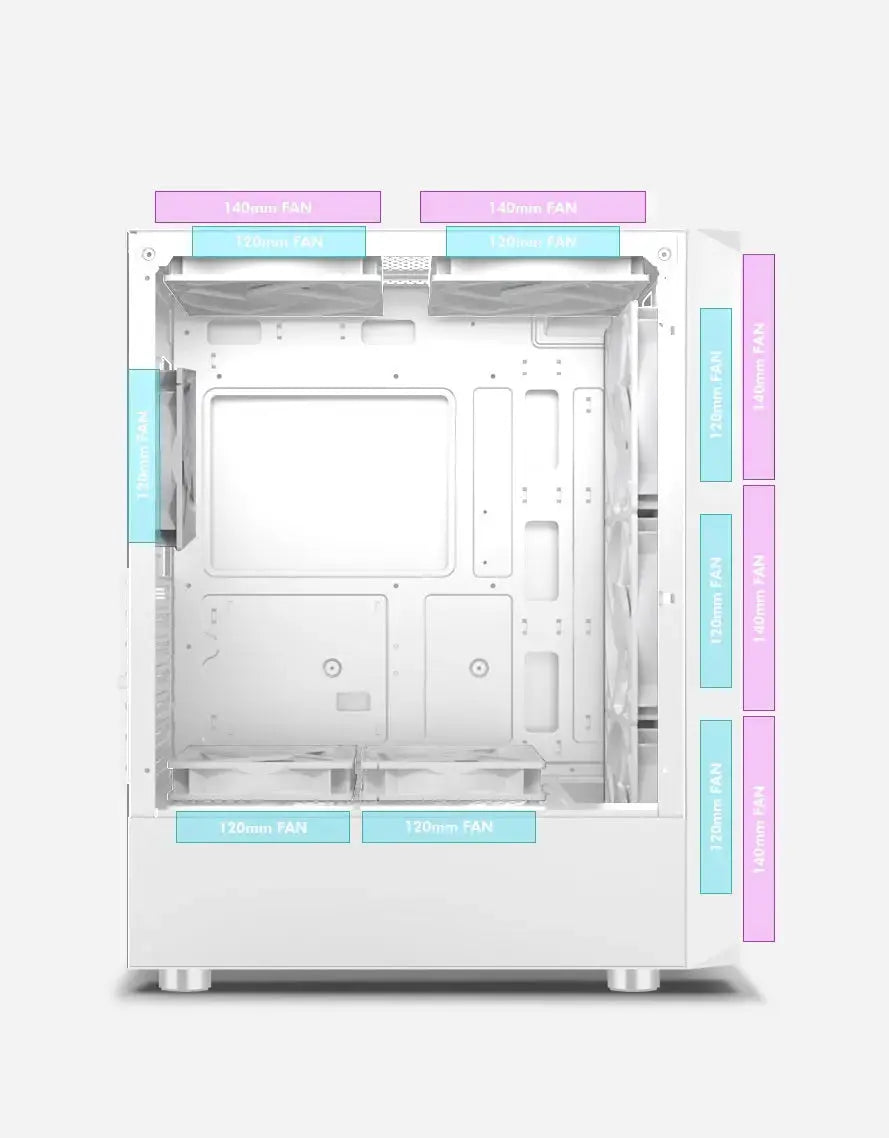 PC gamer case - G30 WHITE TRUE FORCE - Tempered glass Spire