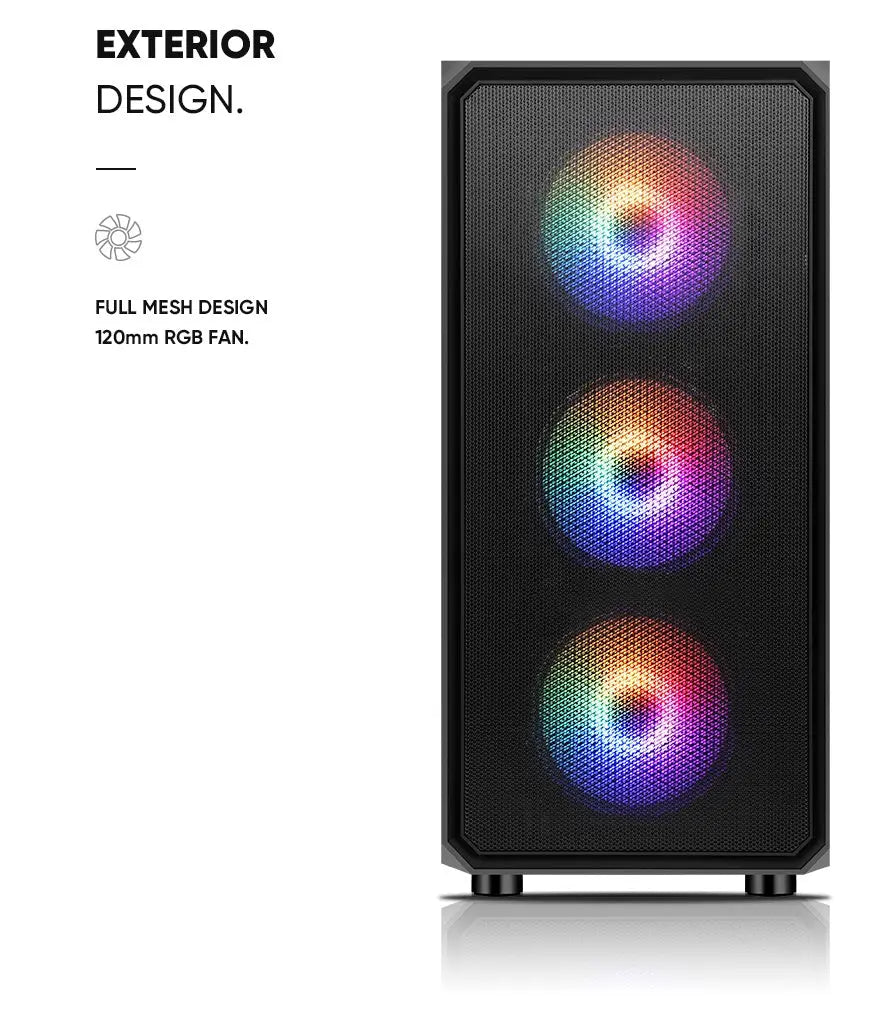 PC gamer case - G30 BLACK TRUE FORCE - Tempered glass Spire