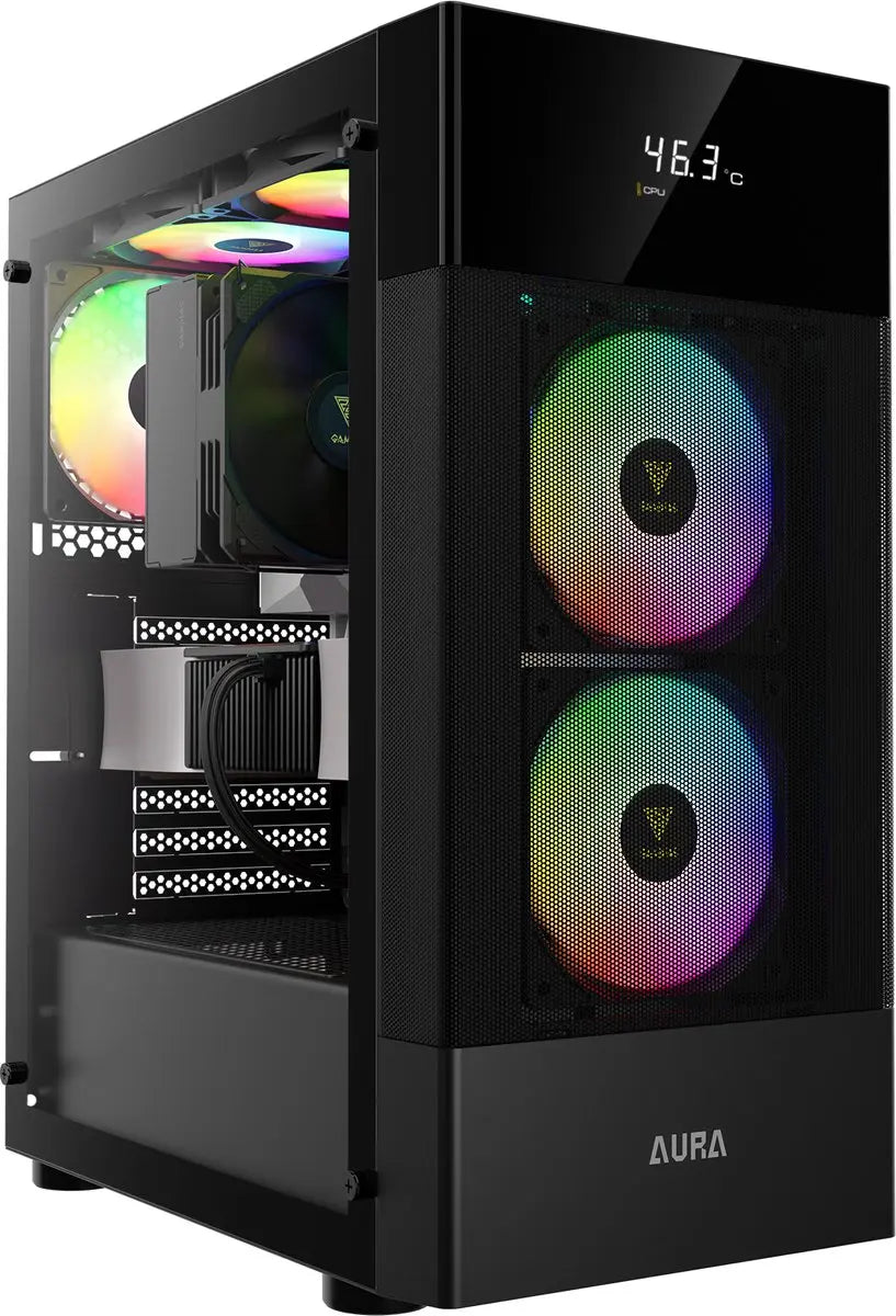 Gamdias Aura GC5 gaming case - computer behuizing met Temperatuur Display en ARGB LED verlichting Gamdias