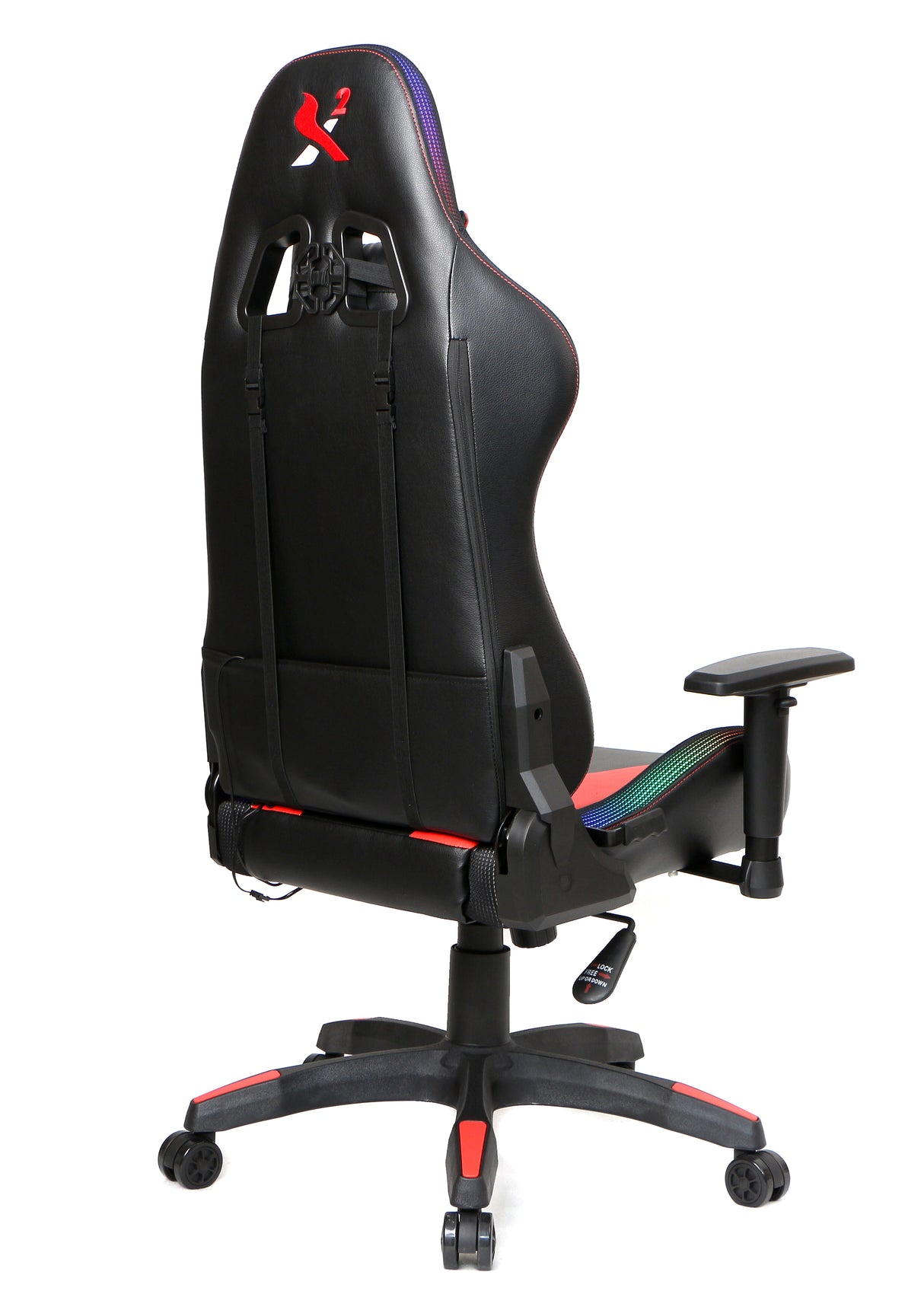 X2 Gaming Stoel - Met nekkussen Verstelbaar - RGB Lichten - Ergonomisch - Bureau Stoel - PVC leer - Nylon Wielen - 54x69.5x133cm (LxWxH) Spire
