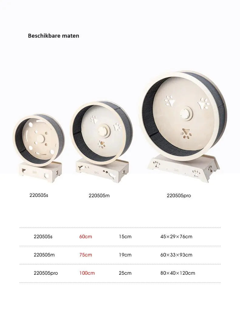 Katten loopwiel - looprad voor katten - kattenwiel van massief berken hout - maat M