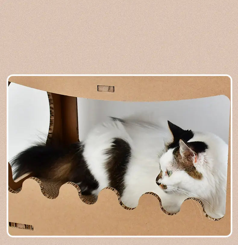Kattenhuis - duurzaam speelhuis voor katten - karton krabmeubel katten SpirePets