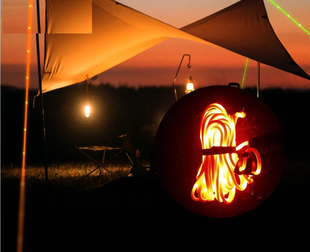 Leuchtende Abspannleine LED – 15 m beleuchtetes Seil – Abspannleine für Zelt oder Vorzelt