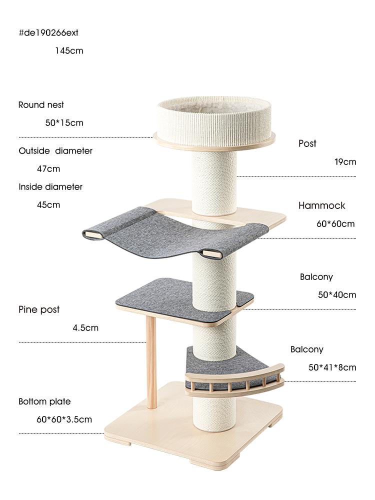 Kattenboom - Krabpaal - Kattentoren met Kattenmand - 60 x 60 x 115cm (LxWxH) SpirePets