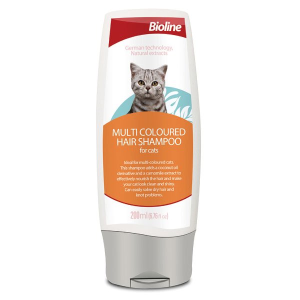 Shampoo für Katzen – für mehrfarbiges Katzenhaar – mit Kokosnussöl-Derivat und Kamillenextrakt 200 ml