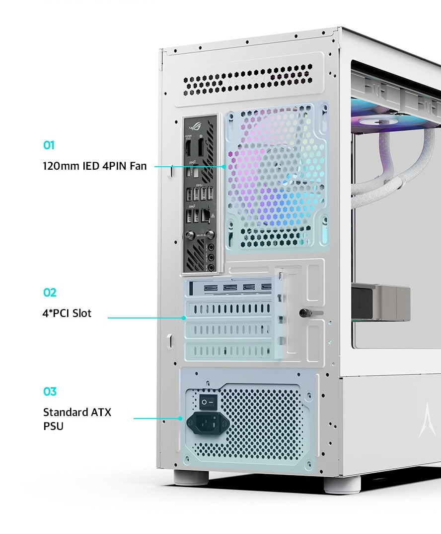 PC behuizing - gamer case - U20M WHITE - Tempered glass - RGB