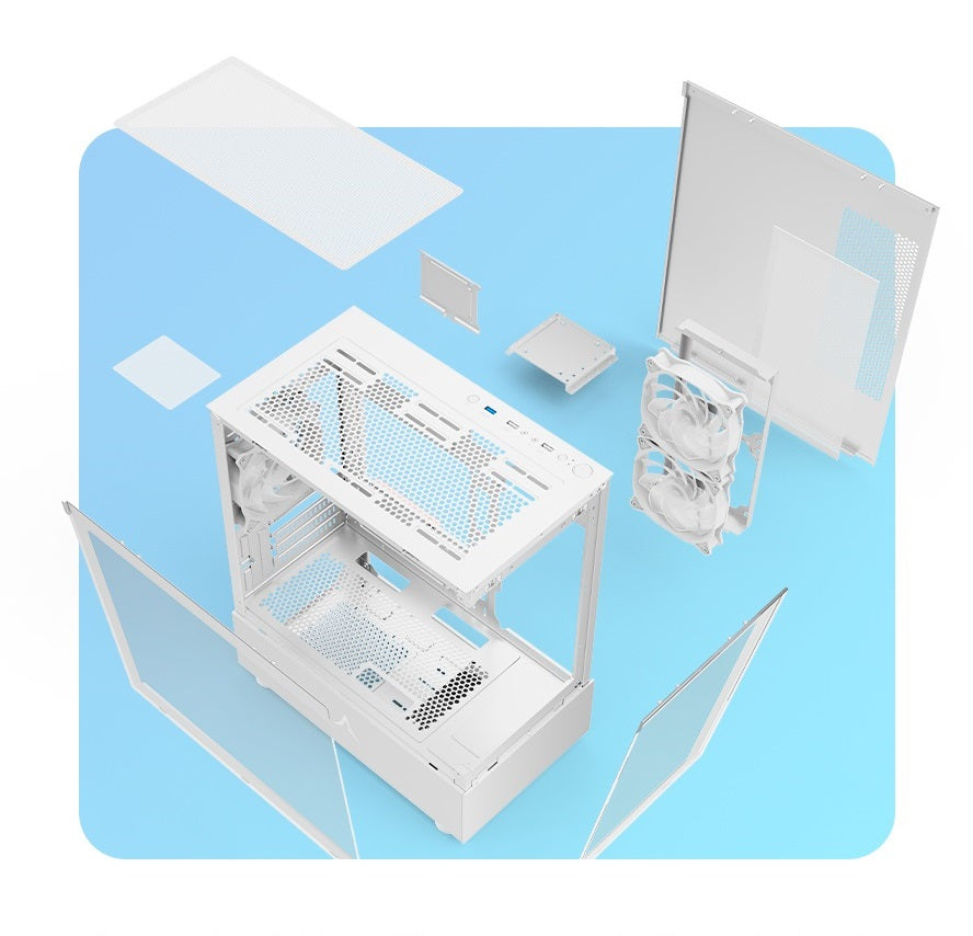 PC behuizing - gamer case - U20M WHITE - Tempered glass - RGB