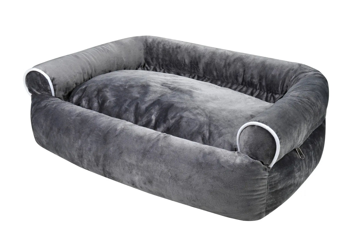 Gezellig Huisdierenbed |Tomas| Grijs| Hondenbed | Pluche Voering | Makkelijk Schoon te Maken | 600x400x250mm Coolgods