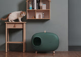 Grüne Katzentoilette – inklusive Katzenstreuschaufel – geschlossenes Design – auslaufsicher und geruchsfrei – Gewinner des Design Award