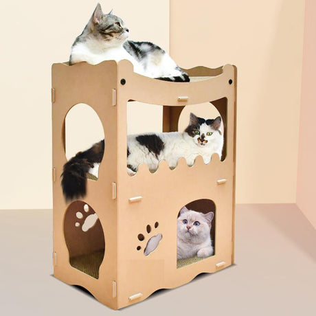 Kattenhuis - duurzaam speelhuis voor katten - karton krabmeubel katten SpirePets