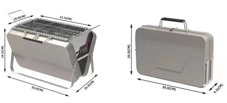 Compacte BBQ - mini barbecue koffer - groen - draagbaar - maat M