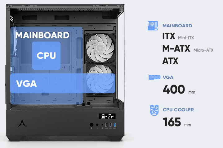 SPIRE Marine U30P RGB BLACK behuizing - PC gamer case - Tempered glass