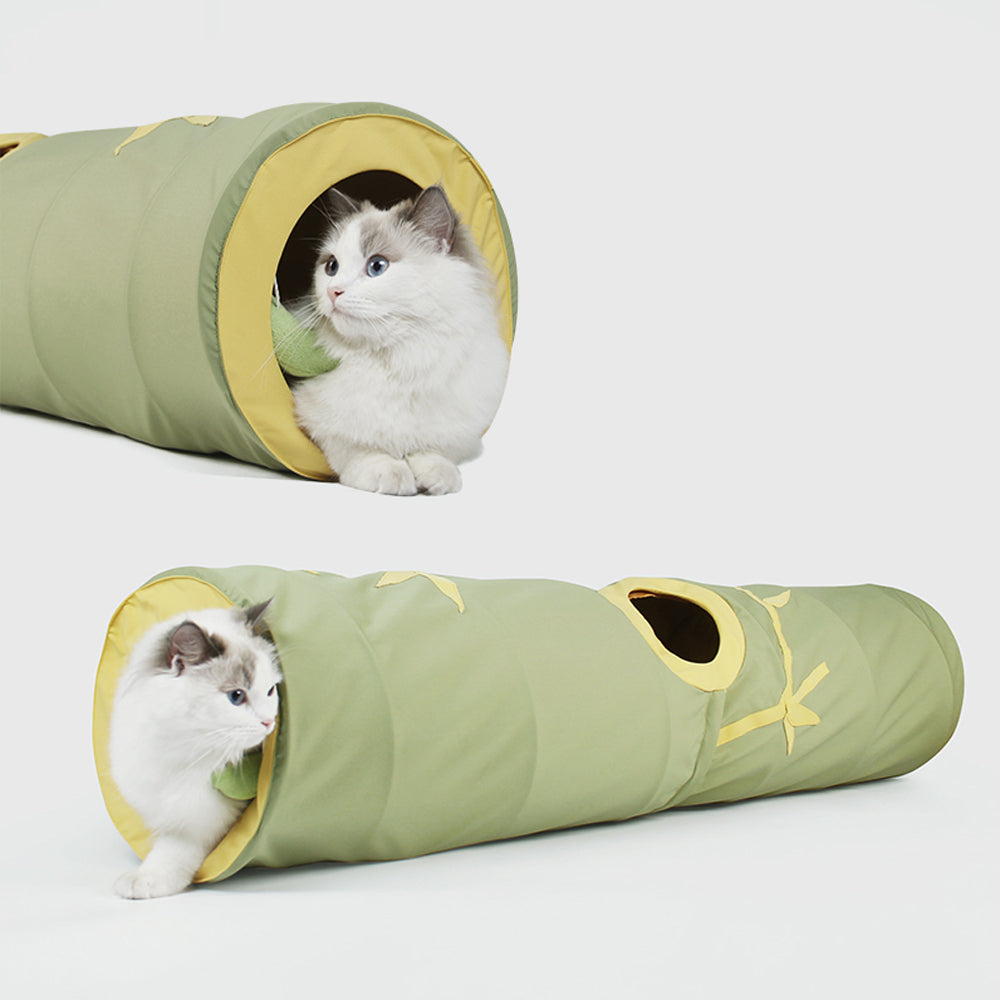 Katten speelgoed - Speeltunnel met meerdere gaten - Legergroen - Voor Katten < 10kg SpirePets