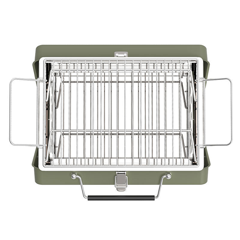 Compacte BBQ - mini barbecue koffer - groen - draagbaar - maat M - Coolgods.nl