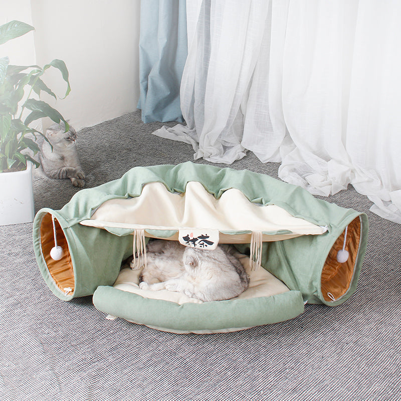 Katten Speelgoed - Speeltunnel voor Katten <10 kg - Multifunctioneel - 2 in 1 - 99x66x28 cm (LxBxH) SpirePets