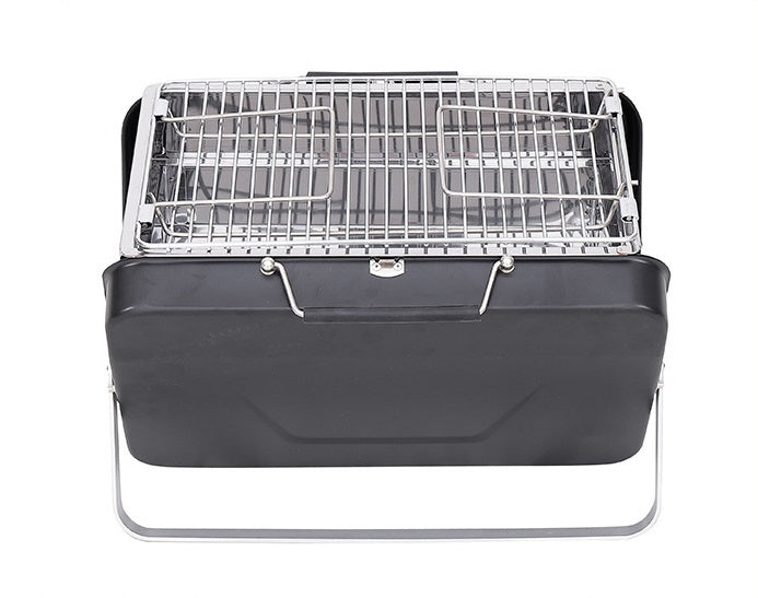 Compacte BBQ - mini barbecue koffer - zwart - draagbaar - maat M - Coolgods.nl