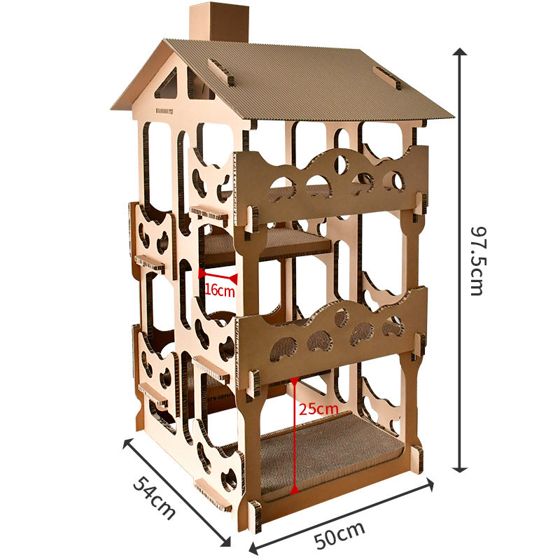 Kattenhuis - Speelhuis met krabplanken voor katten