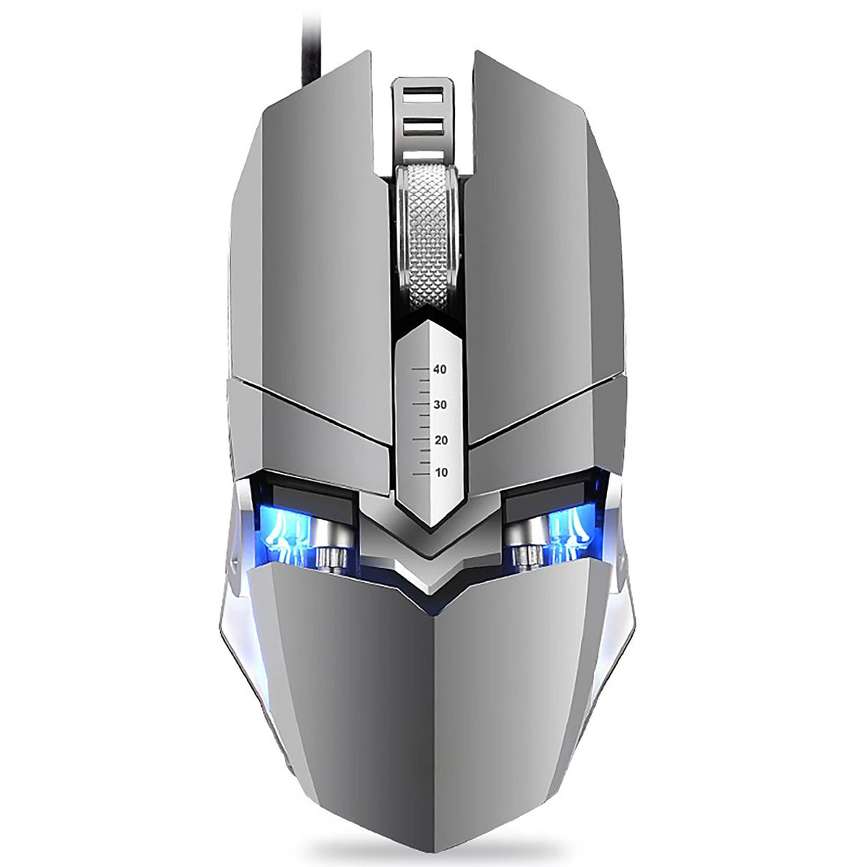 Gaming muis met draad - 10 knoppen - DPI 12800 - RGB verlichting - Grijs metal look