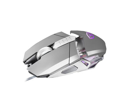 Gaming muis met draad - 10 knoppen - DPI 12800 - RGB verlichting - Grijs metal look - 127x67x41mm