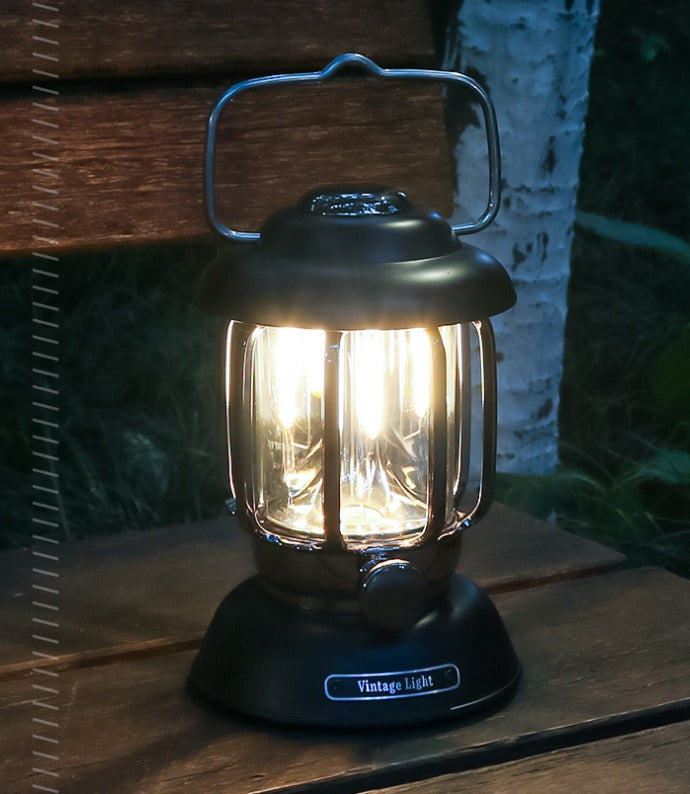 Campinglamp voor buiten - USB oplaadpoort - Licht-dimeffect - Zwart Spire
