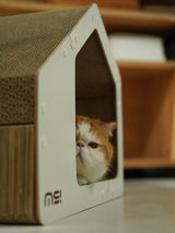 Kattenhuis - Krabmeubel - Karton - Geschikt voor katten < 7kg - Wit