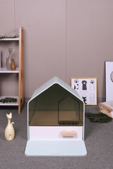 Kattenbak in Huisjesstijl - Kattentoilet Incl. schep en kattenbakmat 46x41x46cm - Grijs Coolgods