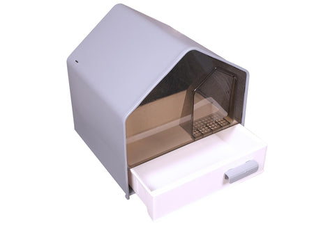 Cat litter box in House style - Cat toilet Incl. shovel and cat litter mat 46x41x46cm - Grey