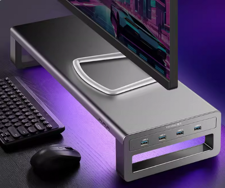 Multifunctionele monitor standaard - aluminium - 4x USB3.0 hub