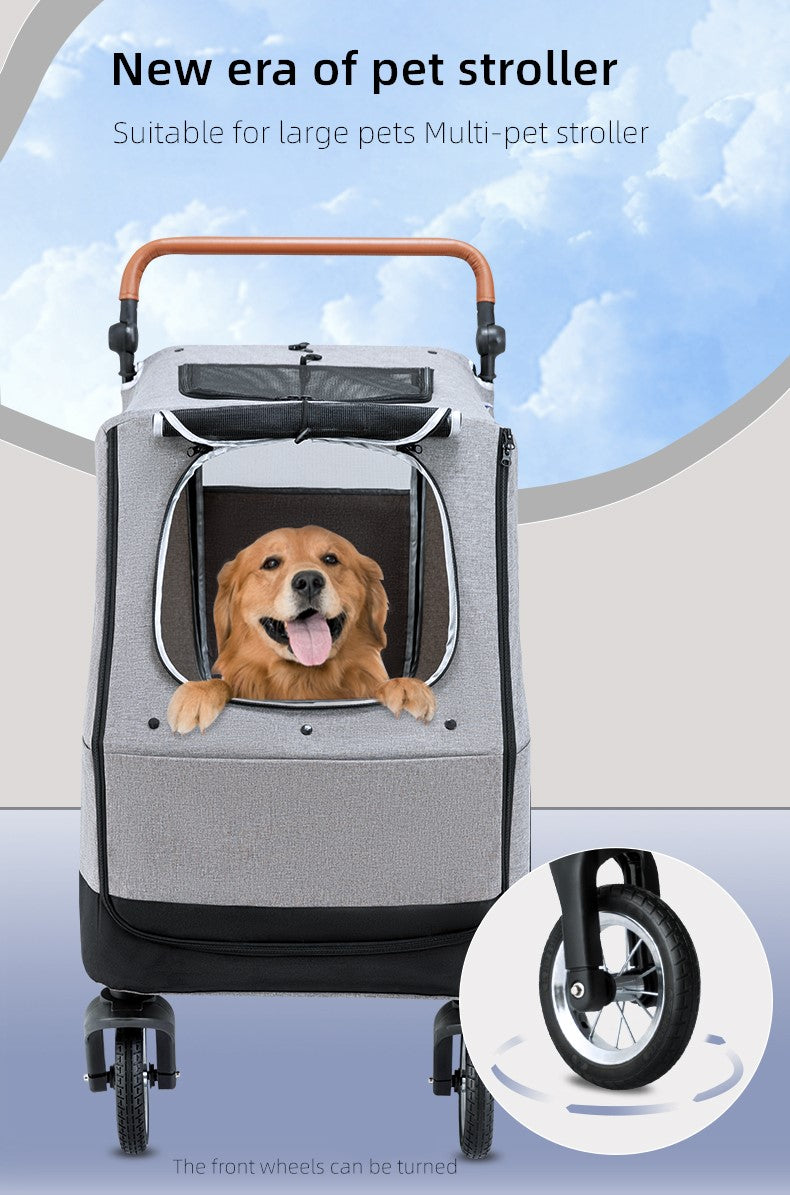 Wandelwagen voor honden - Inklapbaar - 4-wielen - tot 2 of 3 honden mogelijk - 104.5x68.5x110 cm (LxWxH) SpirePets