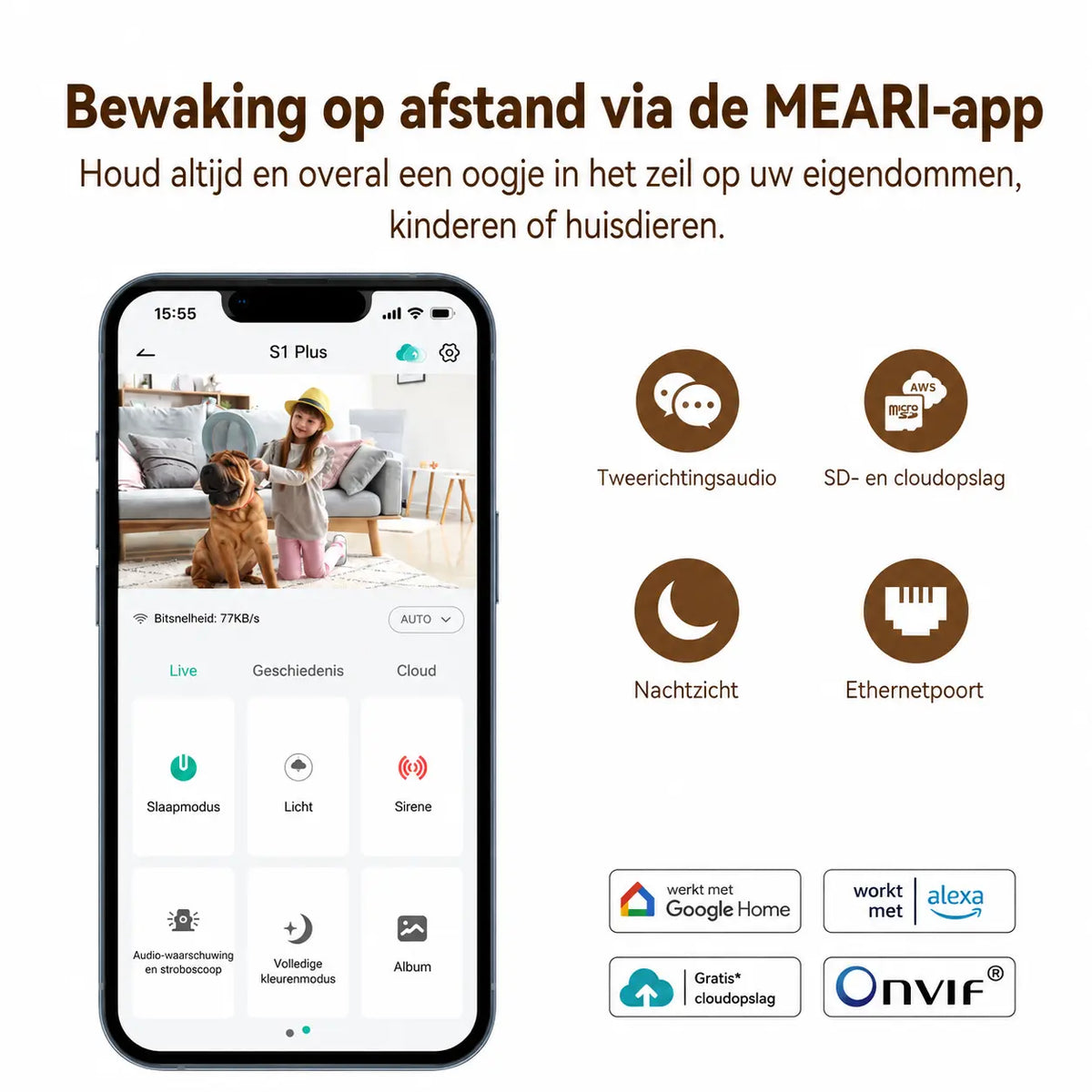 MEARI S1 Smart WiFi Camera 2K met Nachtzicht MEARI
