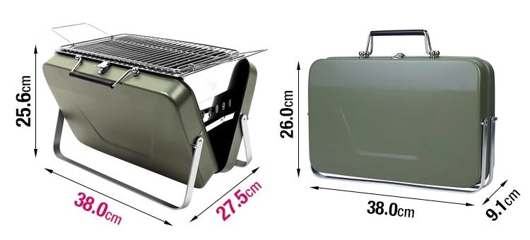 Compacte BBQ - mini barbecue koffer - zwart - draagbaar - maat M