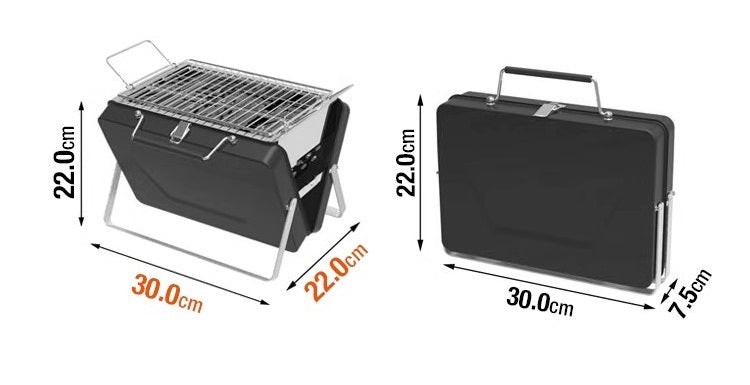 Mini barbecue koffer - Houtskool BBQ - zwart - draagbaar - maat S