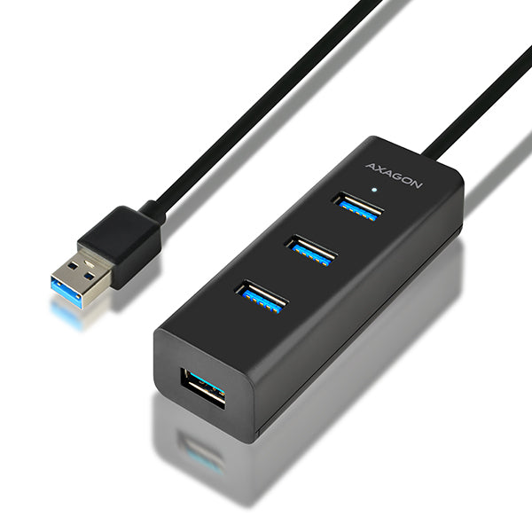Axagon - USB 3.0 Oplaadpoort Gen 1 (5Gbps) - 4-poorts (USB-A) - Micro USB voeding IN - Hub met ondersteuning voor snel opladen en voeding - Kabellengte 1,2 m Axagon