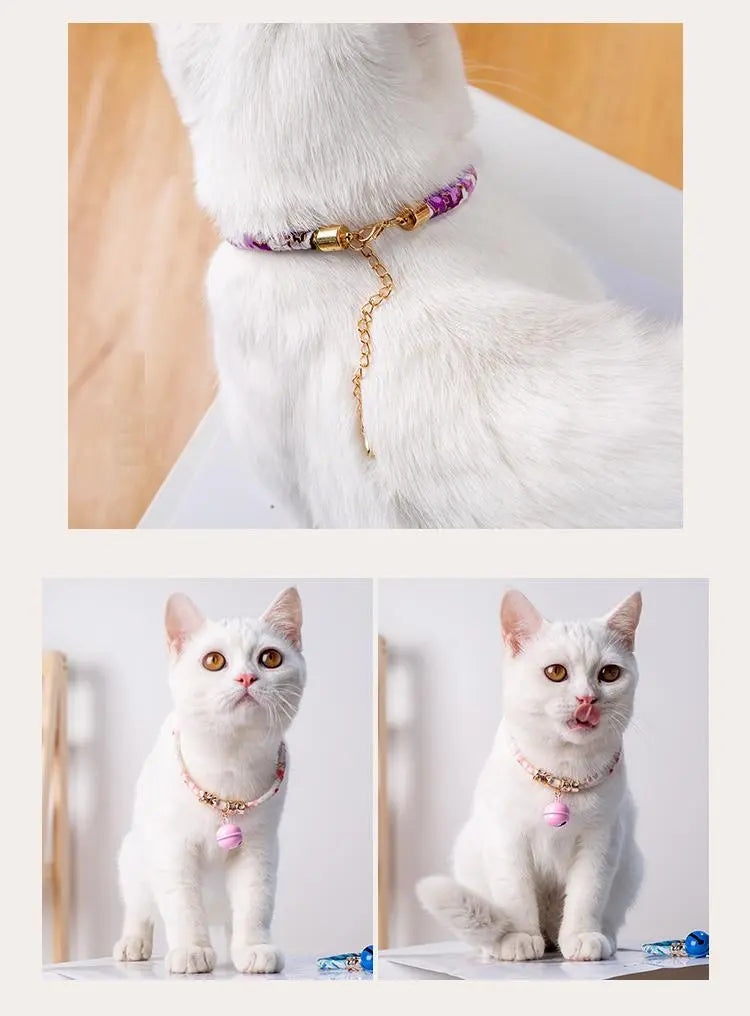 Halsband katten roze met bel - Japans - verstelbaar in lengte - 29 tot 36 cm - kattehalsband - halsbandje