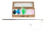 Kattenspeeltje | Kattenhengel met  5 veren | Blauw/Roze/Wit/Groen | Veer set | Katten SPIRE-PETS