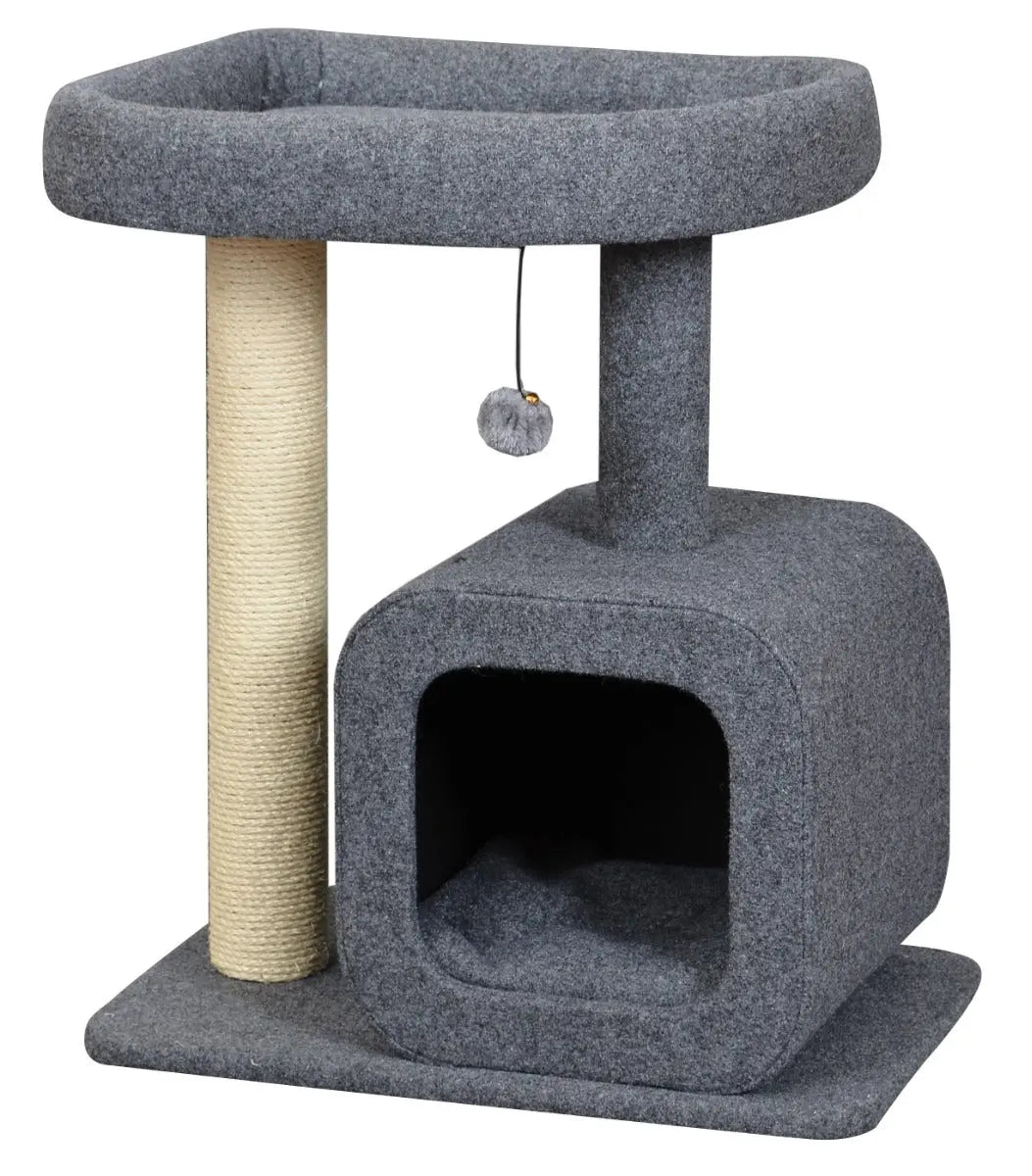 Krabpaal voor katten met huisje | Houd je kat vermaakt | 2 niveaus | Gezellige slaapplek | Springplatform