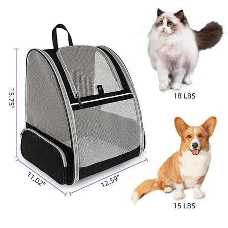 Cat backpack - dog backpack - transparent - for small pets - 32 x 28 x 40 cm - dog carrier bag - cat carrier bag