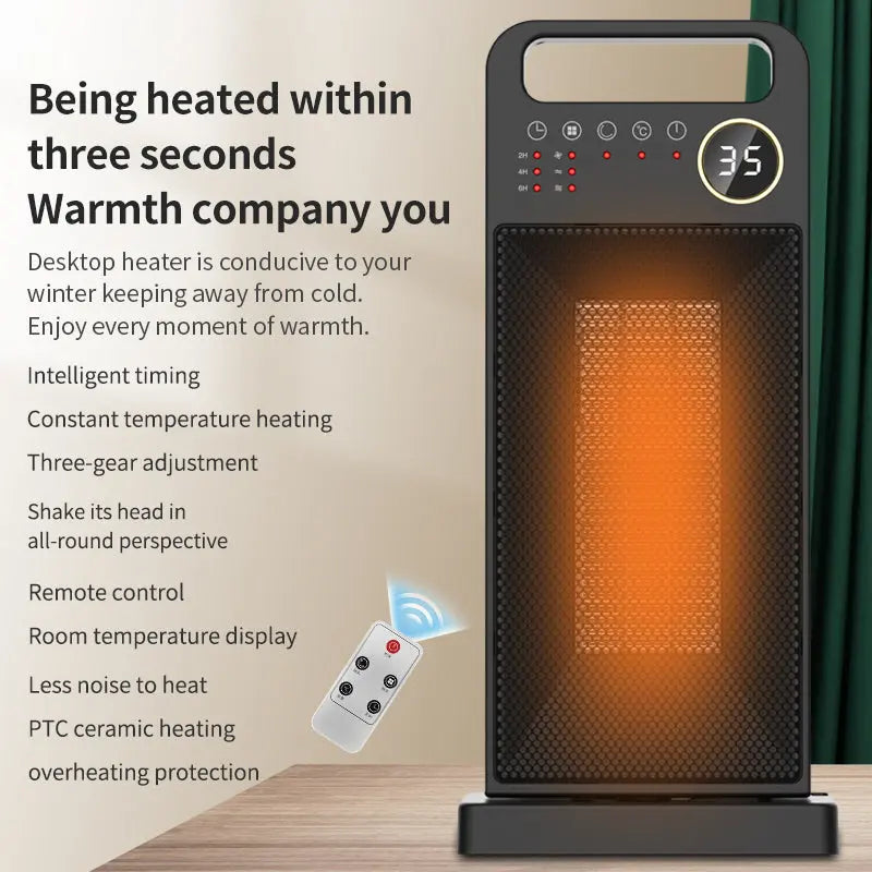 Elektrische kachel - Afstand bestuurbare Heather - Vrijstaand bijverwarming - 18.6 X 12.6 X 40.7cm Coolgods