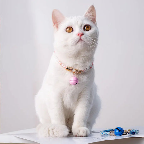 Collar cats pink with bell - Japanese - adjustable in length - 29 to 36 cm - cat collar - collar