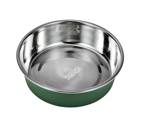 Food bowl dog dark green | stainless steel | 175x175x56mm | Drinking bowl dog | Dog Food Bowl | Medium