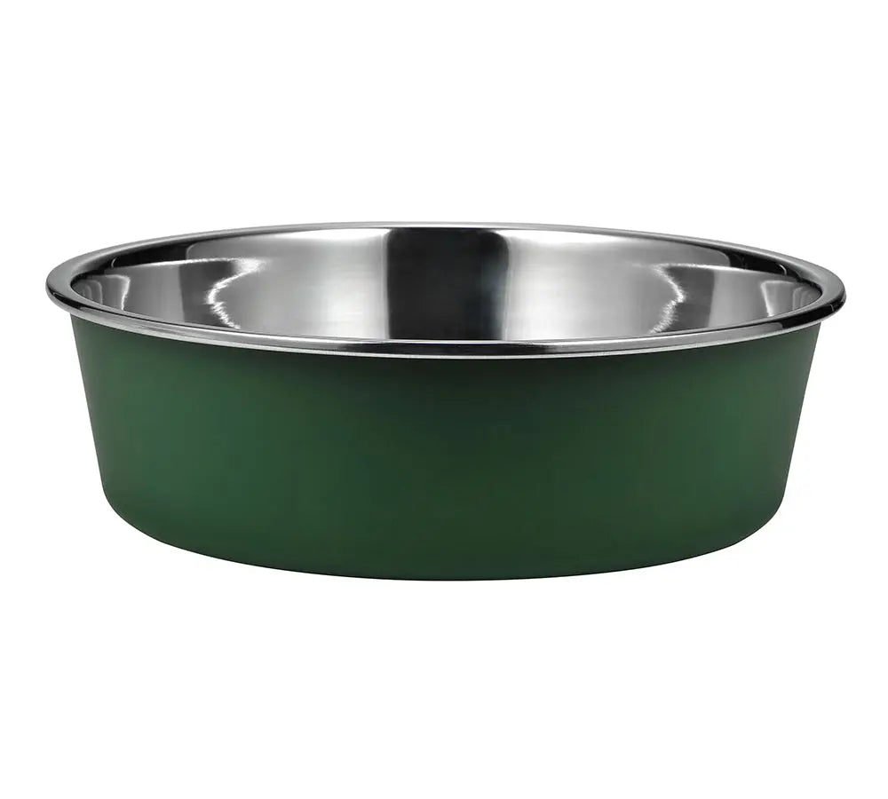 Food bowl dog dark green | stainless steel | 217x217x65mm | Drinking bowl dog | Dog Food Bowl | Large