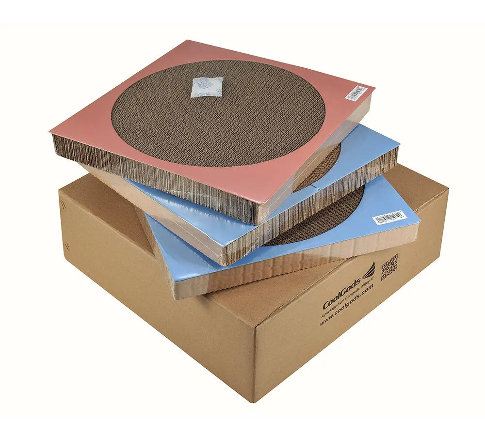 Scratching mat cat - pink - corrugated cardboard - 39 x 39 x 5 cm - cat scratching board